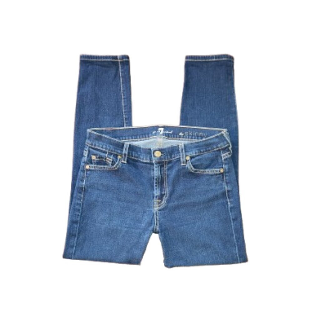 7 For All Mankind Mid-Rise The Skinny Stretch Denim Jeans  (Size: 28)